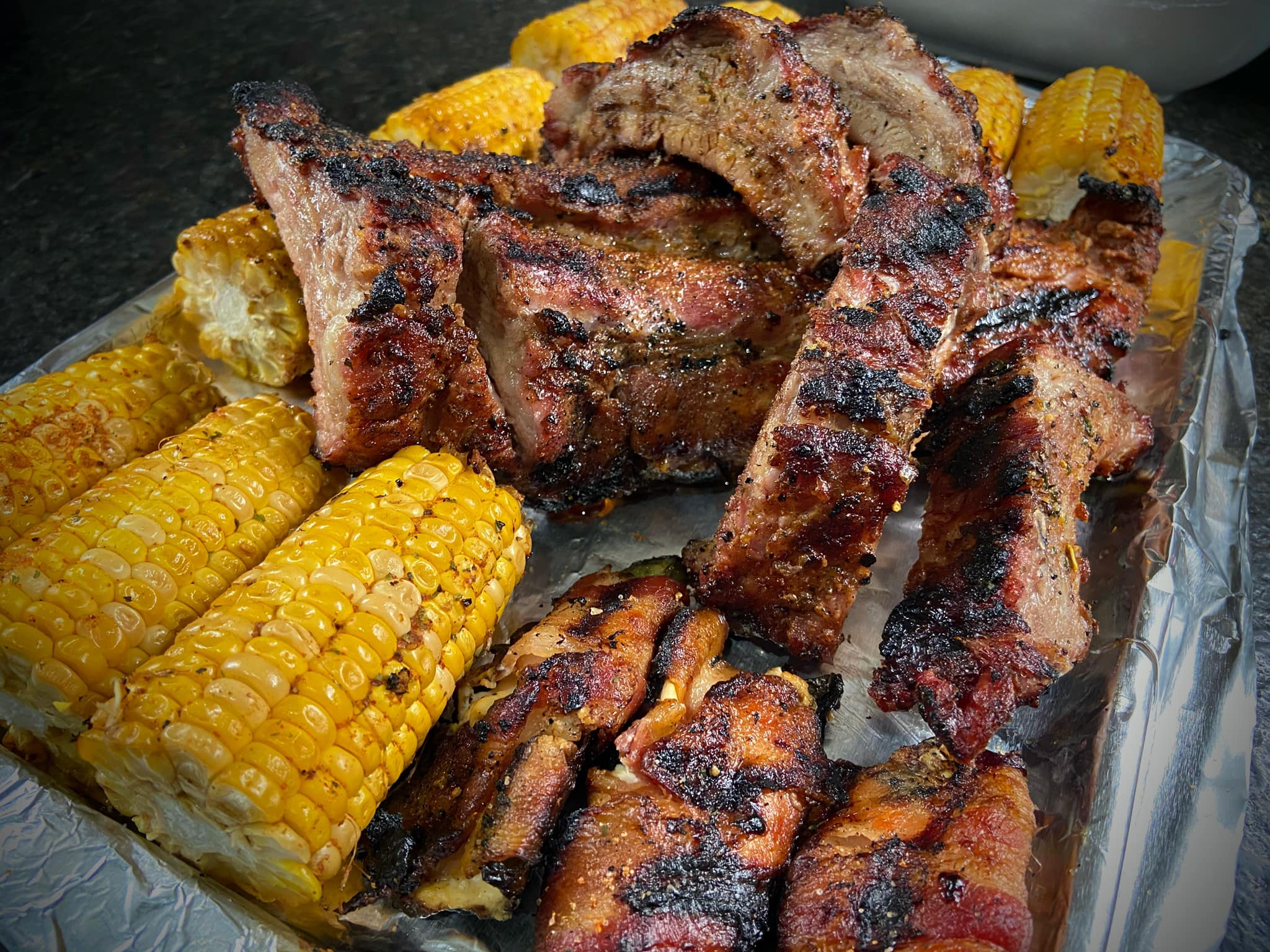 cooked corn and chicken